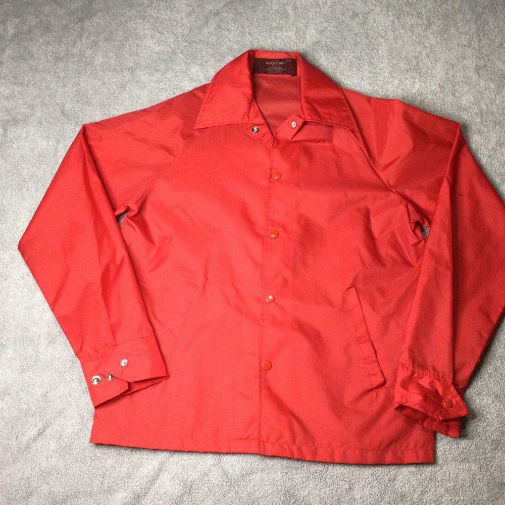 KINGSPORT Nylon Jacket‎ Men Size S Red Coach Jacket Windbreaker Vintage